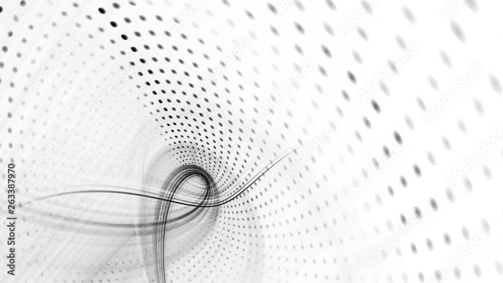 Fototapete abstract white background. 3d illustration. fractal graphics composition of dots, waves and rays of 