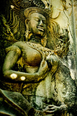 Bas-relief stone carving, Angkor Wat, Siem Reap, Cambodia