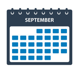 September Calendar Icon. Flat style vector EPS.