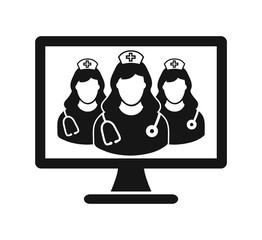 Online Nursing Help Icon. Flat style vector.