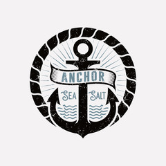 grunge vintage anchor with emblem logo