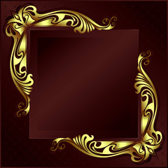 Vintage background mandala card with golden lace ornaments and art deco floral decorative elements