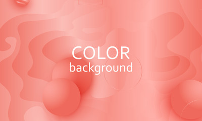 Coral color background. Fluid shapes pattern.