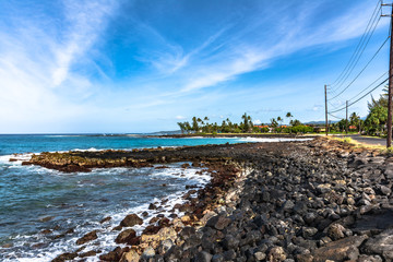 The coast along Poipu, Kauai, Hawaii