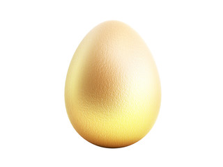 single golden egg 3d render on white background no shadow