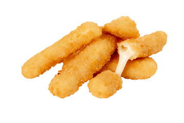 deep fried cheese sticks on white isolated background