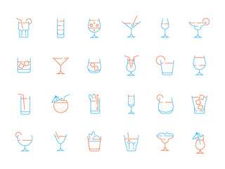 Alcohol drink glass icon. Martini shaking champagne margarita lime alcohol bar colored vector symbols. Illustration of color cocktail and champagne, whiskey and alcoholic beverage