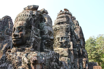 Fototapeta premium smile of BAYON.BAYON castle is one of the greates religious sites in the world ,built according to HINDU and BUDDHIST beliefs. the high tower is carved into the face of the traces of the four faces