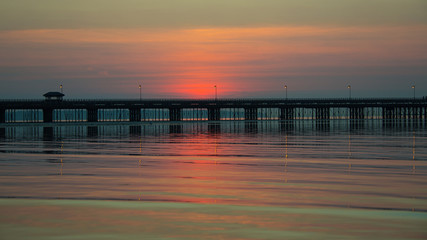 Isle of Wight serene sunset with Ryde pier detail