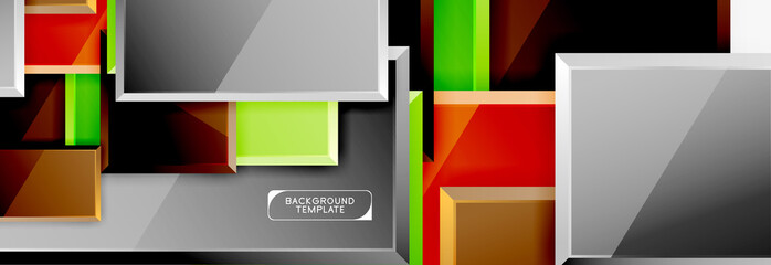 Fototapeta premium Geometrical design squares abstract banner, glossy shiny effects