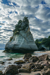 sandstone rock monolith,cathedral cove,coromandel,new zealand 15