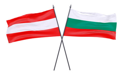 Austria and Bulgaria, two crossed flags isolated on white background. 3d image