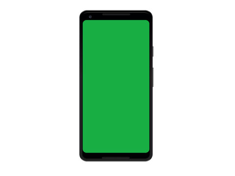 vector black smart phone device mockup template with green screen