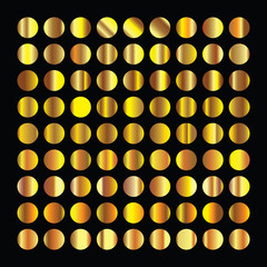 Golden circles collection. Gold background texture icon seamless pattern