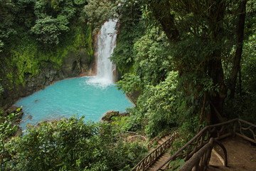 Waterfall on Rio Celeste in Parque Nacional Volcan Tenorio in Costa Rica
