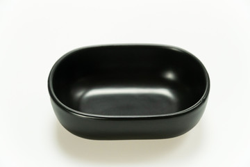 black ellipse ceramic bowl isolated on white background