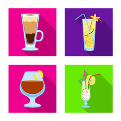 Vector illustration of liquor and restaurant icon. Set of liquor and ingredient vector icon for stock.