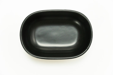 black ellipse ceramic bowl isolated on white background