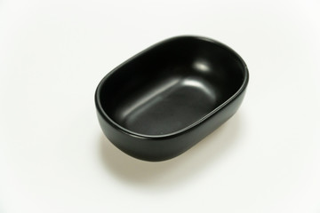 black ellipse ceramic bowl isolated on white background
