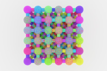 Background abstract virtual geometric, molecule style concepture inter-locked sphere for design, graphic resource. 3D render.