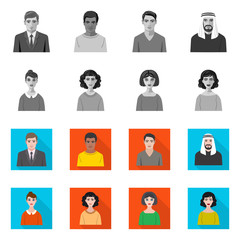 Vector illustration of hairstyle and profession  sign. Collection of hairstyle and character  vector icon for stock.