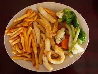 Fried calamari, the typical meal of Costa Rica