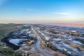 A large brown coal open cast pit mine by Garzweiler in Germany