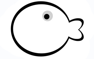 Black cute fish icon isolated