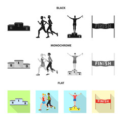 Vector design of sport  and winner symbol. Set of sport  and fitness  vector icon for stock.