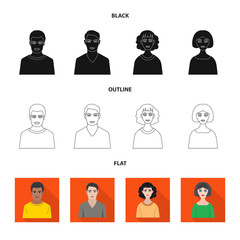 Vector design of hairstyle and profession  sign. Set of hairstyle and character  vector icon for stock.