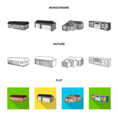Vector illustration of facade and housing icon. Set of facade and infrastructure vector icon for stock.