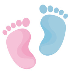 Baby foot print. Blue and pink colors - 263407177
