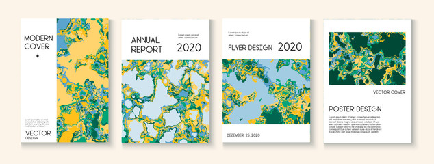 Fluid Paint, Clay Texture Vector Cover Layout. Trendy Magazine, Music Poster Template. Modern Earth Day Ecology Poster