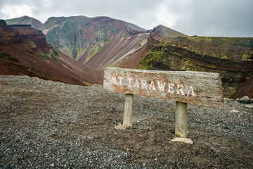 sign at crater of volcano mount tarawera,new zealand 2