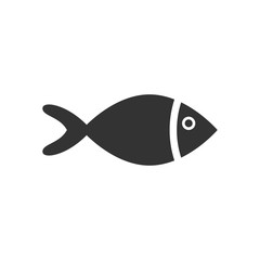 Fish sign icon in flat style. Goldfish vector illustration on white isolated background. Seafood business concept.