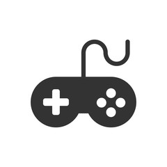 Joystick sign icon in flat style. Gamepad vector illustration on white isolated background. Gaming console controller business concept.