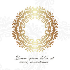 Bronze circle decor. Elegant ornamental emblem on the white background.