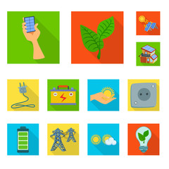 Vector illustration of Solar and panel sign. Collection of Solar and green vector icon for stock.