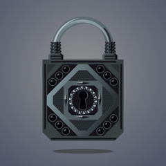 Cartoon vector lock. Vintage vector icon. Fantasy assets. Game design concept for gui.