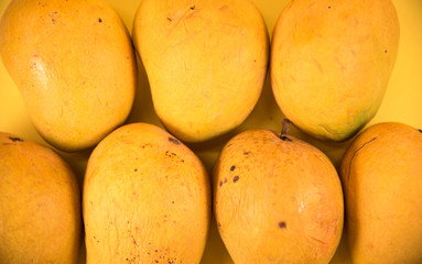 Fresh Mango on yellow background