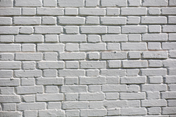 Vintage Old Brick Wall Texture. Grunge Red White Stonewall Horizontal Background. Shabby Building Facade With Damaged Plaster.