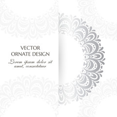 Silver circle decor. Square banner with decorative elements on the white background.