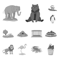 Vector illustration of zoo  and park logo. Set of zoo  and animal vector icon for stock.