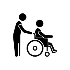 Pushing Wheelchair with Patient Icon