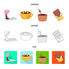 Vector illustration of food and yummy icon. Collection of food and brown   vector icon for stock.
