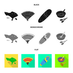 Vector illustration of  and travel sign. Set of  and traditional vector icon for stock.