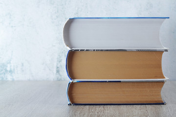 A stack of books with copy space