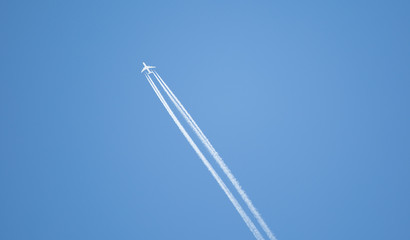 Airplane in the blue sky
