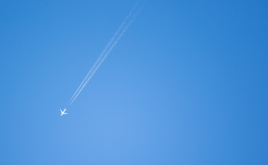 Airplane in the blue sky