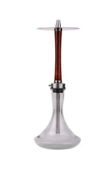 Red wooden hookah with a clean bowl without a hose is isolated on a white background. Metal hookah elements.